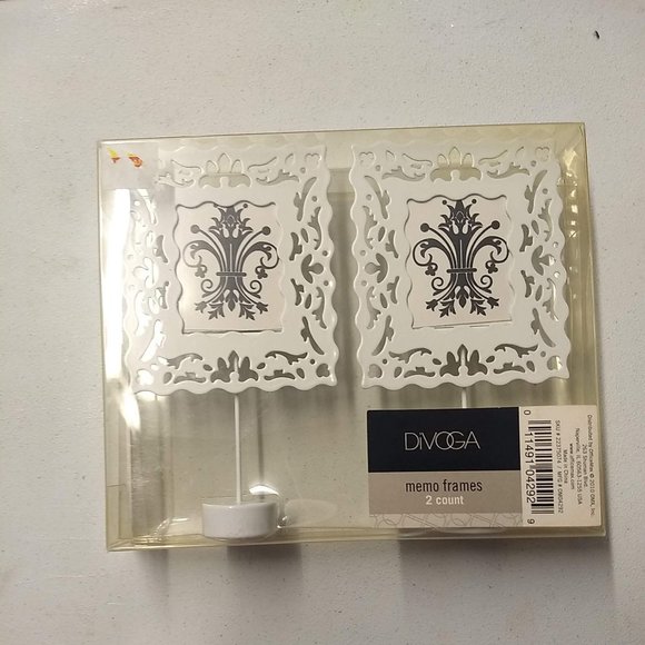 Lot of 4 Duo Packs Divoga Memo Photo Frames Blue & White Metal 5.5"hx3"w-8 Total - Picture 4 of 6